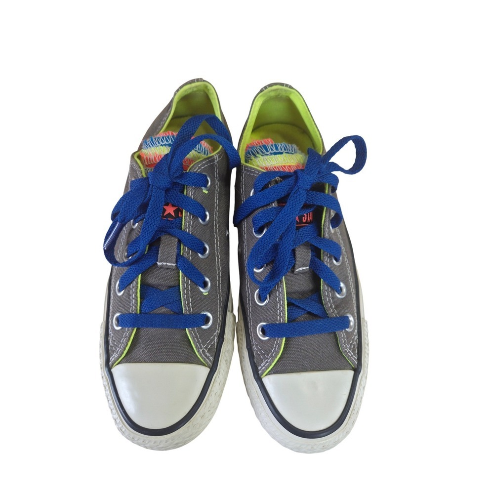 Converse Chuck Taylor All Star Low Grey Neon Blue Kids Size 3 140074F